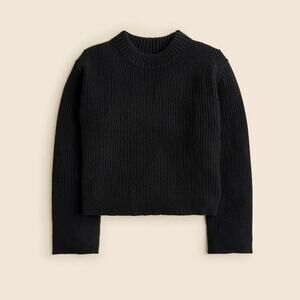 NWT J. Crew Ribbed Cashmere Cropped Crewneck Sweater Black XS